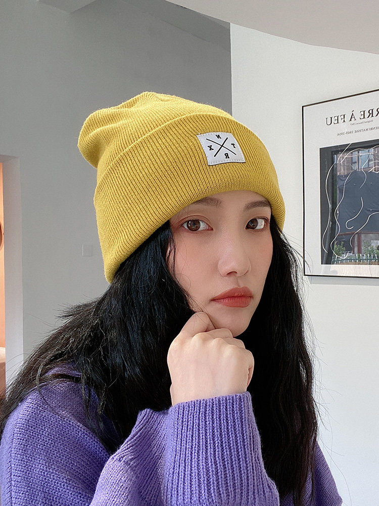 帽子女秋冬韩版潮糖果色毛线帽日系软妹学生保暖针织冷帽百搭休闲