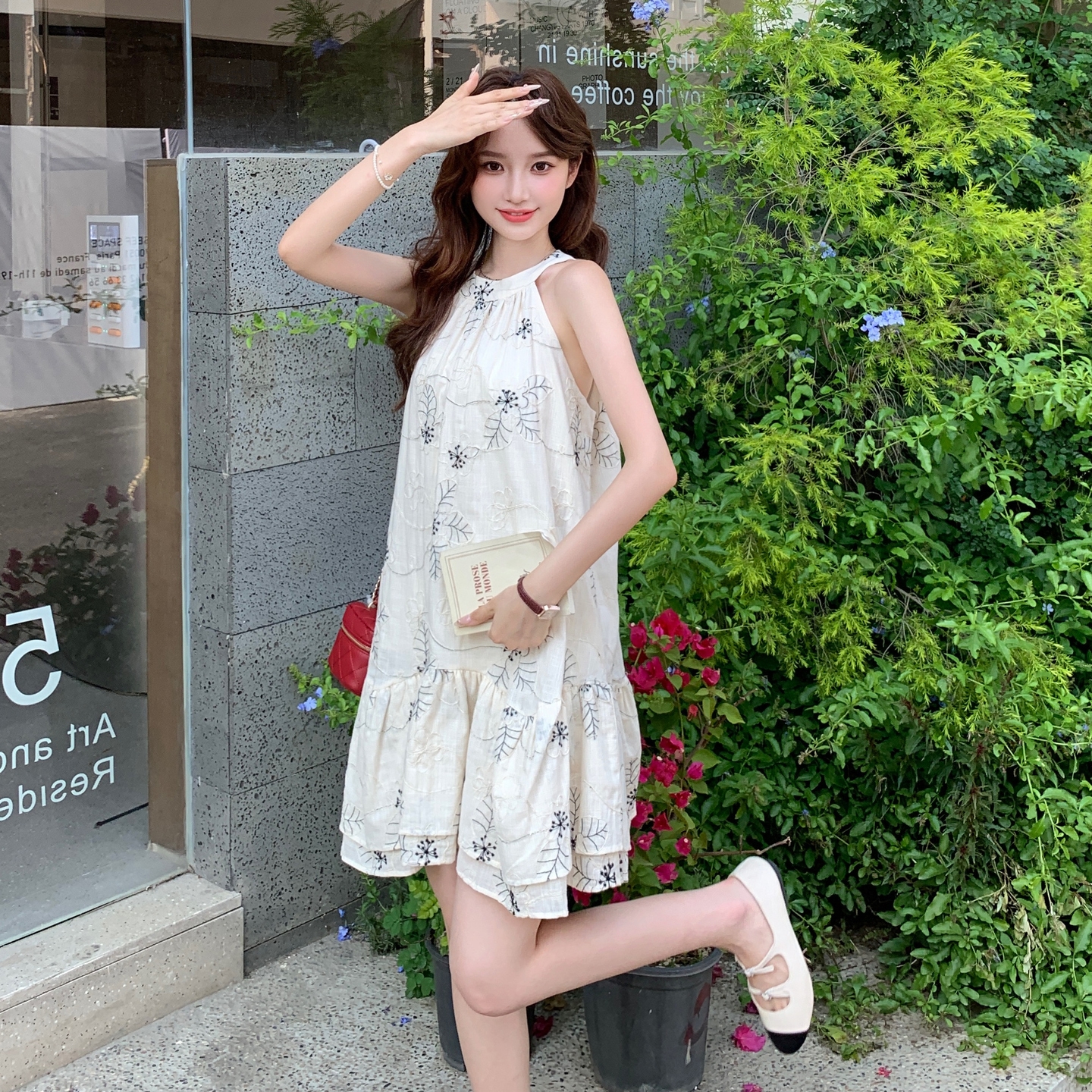 2025夏季新款现货小个子面料绣花连衣裙8839款P130K195，女装连衣裙，鑫慧