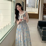 法式浪漫风碎花吊带连衣裙女2025夏日绝美穿搭开衫长裙，女装连衣裙，慧峰