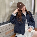 休闲格纹拼接翻领短外套女春秋2025新款小个子夹克上衣爆款高级感，女装短外套，慧峰