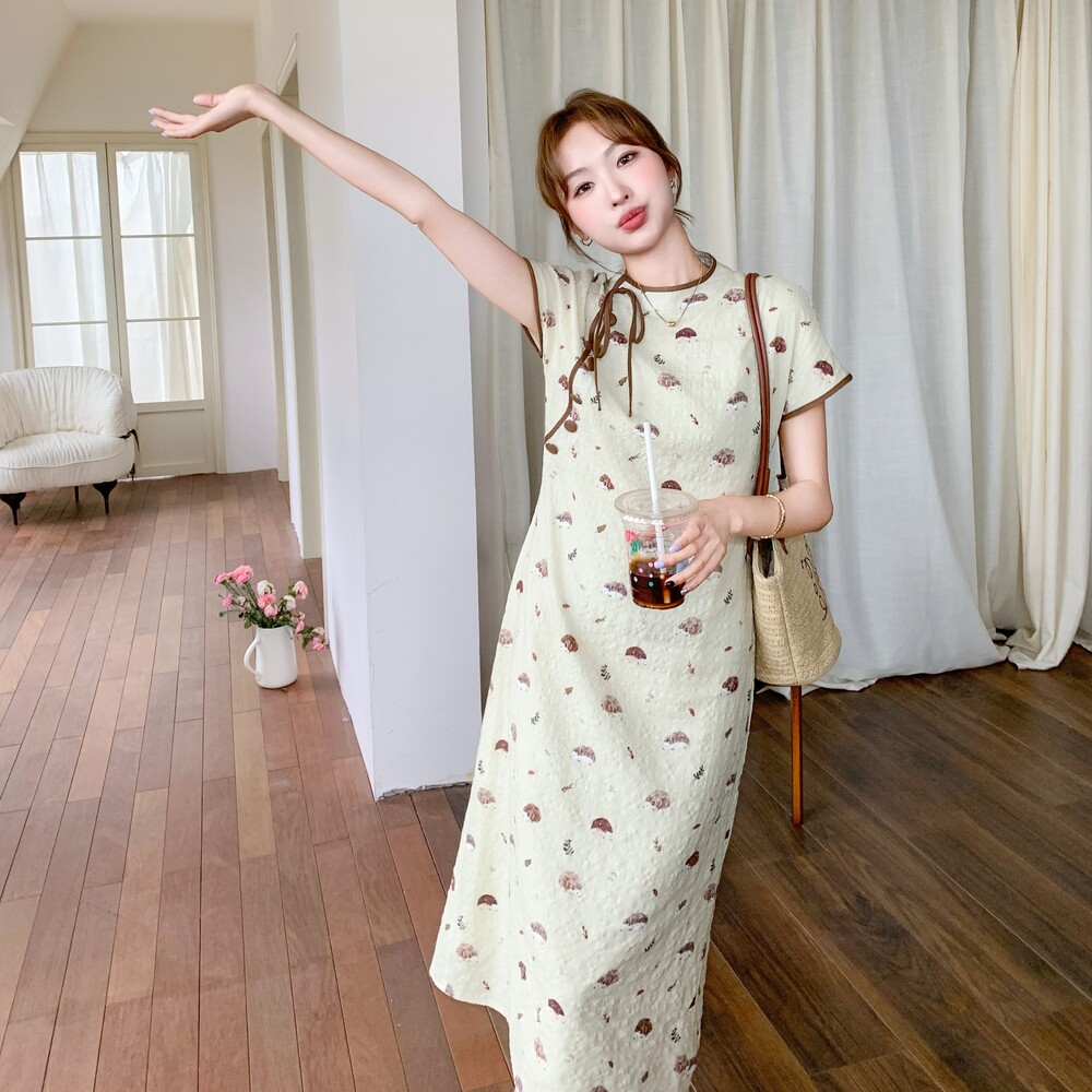 新中式国风盘扣印花改良旗袍连衣裙女夏2025新款长款气质显瘦裙子,女装连衣裙,慧峰