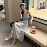 法式浪漫风碎花吊带连衣裙女2025夏日绝美穿搭开衫长裙，女装连衣裙，慧峰