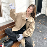 2025冬季新款温柔休闲风毛领派克服女短款加绒卡其色夹克羽绒服，女装短外套，慧峰