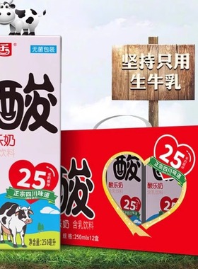 1月产正品菊乐酸乐奶250MLx12盒礼盒装包装 四川特产风味酸牛奶