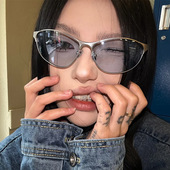 欧美风未来感Y2K气质猫眼墨镜女高级感防风护目镜金属太阳镜外贸