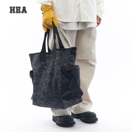 HEA 国潮醒狮新款手提包日常休闲百搭满印醒狮简约包包男女同款