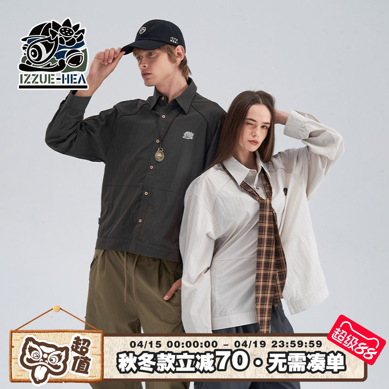 HEA x i.t izzue联名国潮工装长袖衬衫外套男女秋冬新款情侣衬衣