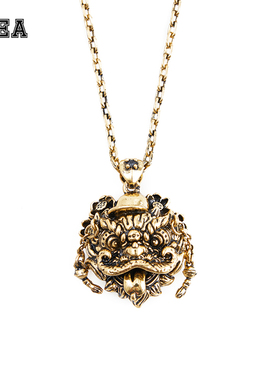 HEA灵曜系列新款国潮醒狮狮头金狮银狮灵曜项链潮酷设计感百搭