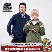 复古格纹叠穿百搭休闲款 HEA 宽松 衬衫 翻领工装 izzue联名长袖