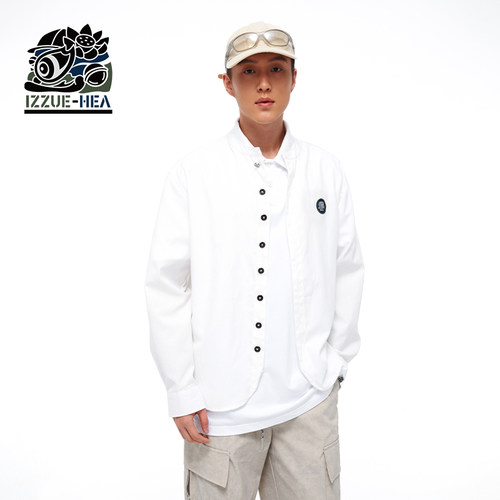 HEA x i.t izzue联名Polo刺绣长袖衬衫男女同款秋季金属纽扣上衣