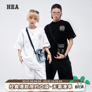 休闲提花棉感简约狮头暗纹重磅宽松百搭短袖 醒狮新款 T恤 经典 HEA