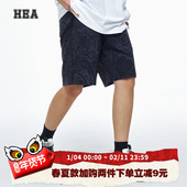 经典 满印醒狮国潮新款 短裤 HEA 简约五分裤 运动男棉感暗纹休闲通勤