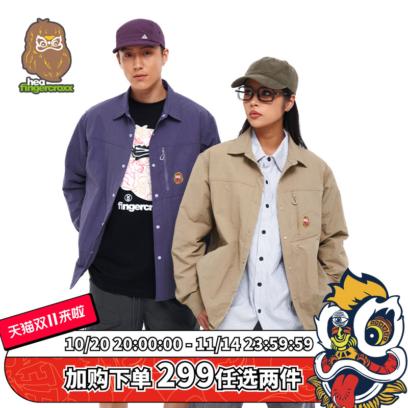 HEA x i.t fingercroxx联名秋冬工装POLO领长袖衬衫外套男情侣款