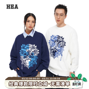 拼图大狮头保暖复古套头针织毛衣情侣装 HEA毛衣男女秋冬新款 经典