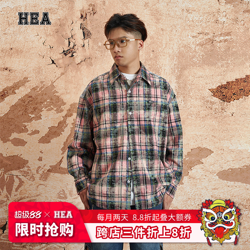 HEA 早春外套长袖衬衫国潮醒狮中国风纽扣衬衫长袖无性别男女同款