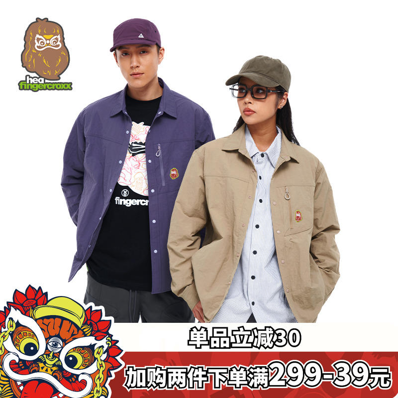 HEA x i.t fingercroxx联名秋冬工装POLO领长袖衬衫外套男情侣款