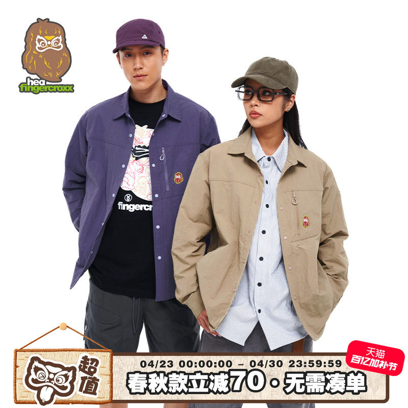 HEA x i.t fingercroxx联名秋冬工装POLO领长袖衬衫外套男情侣款