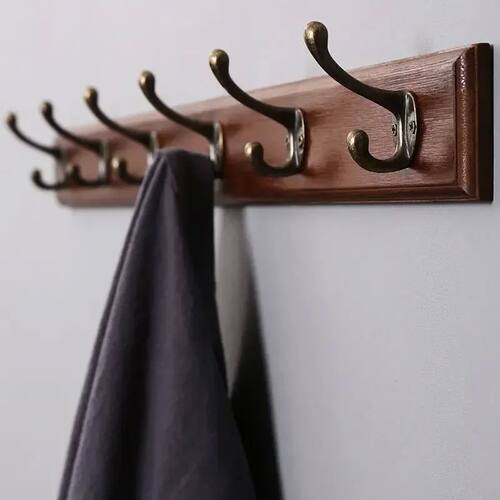 Wall Mounted Solid Wood Coat Rack with Hooks Hats Clothes Ha