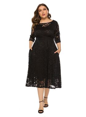 2021 New Women Plus size Dress Black White Long Sleeve Large