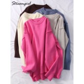Oversize Beige Sweaters Women Blue Thick For Winter Pullover
