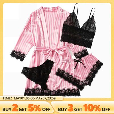 Women's Summer Fashion And Comfortable Nightwear Lace Satin