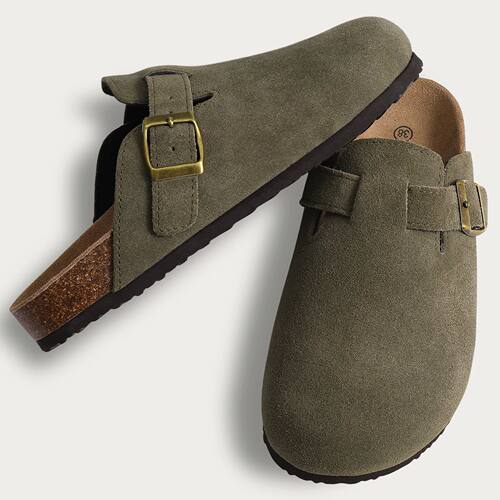 Comwarm Fashion Women's Suede Mules Slippers Men Clogs Cork