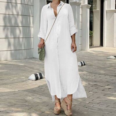 Plus Size  Cotton Linen Long Dress for Women Clothing 2023 A