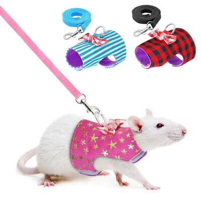 Hamster Small Pet Harness Rabbit Bowtie Striped Star Harness