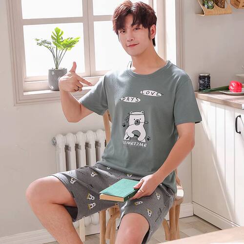 Summer Cotton Pyjamas Casual Pajamas Sleep Tops Shorts For M