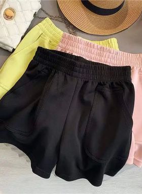 Women's Shorts With Pocket Summer Solid Color High Waist Hot