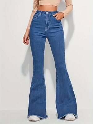 High waist flared Jeans women's summer 2023 new retro blue s