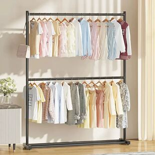 Simple Rolling Clothes Rack Floor Hanger Living Room Wardrob