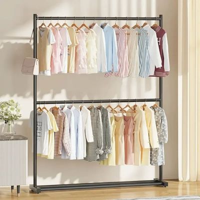 Simple Rolling Clothes Rack Floor Hanger Living Room Wardrob