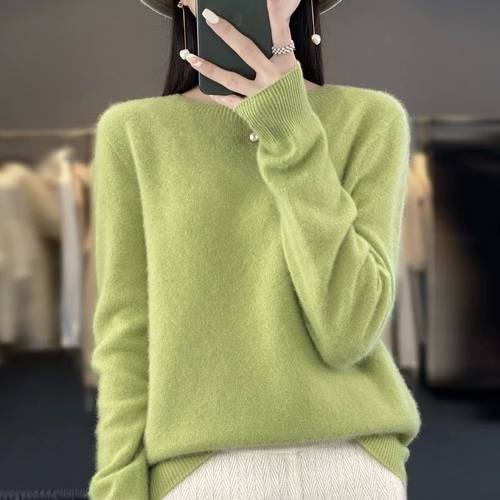 100% pure wool cashmere sweater women's O-neck pullover casu