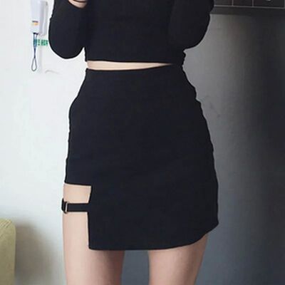 Spring Summer Women Sexy Ring Irregular Skirt High Waist Min