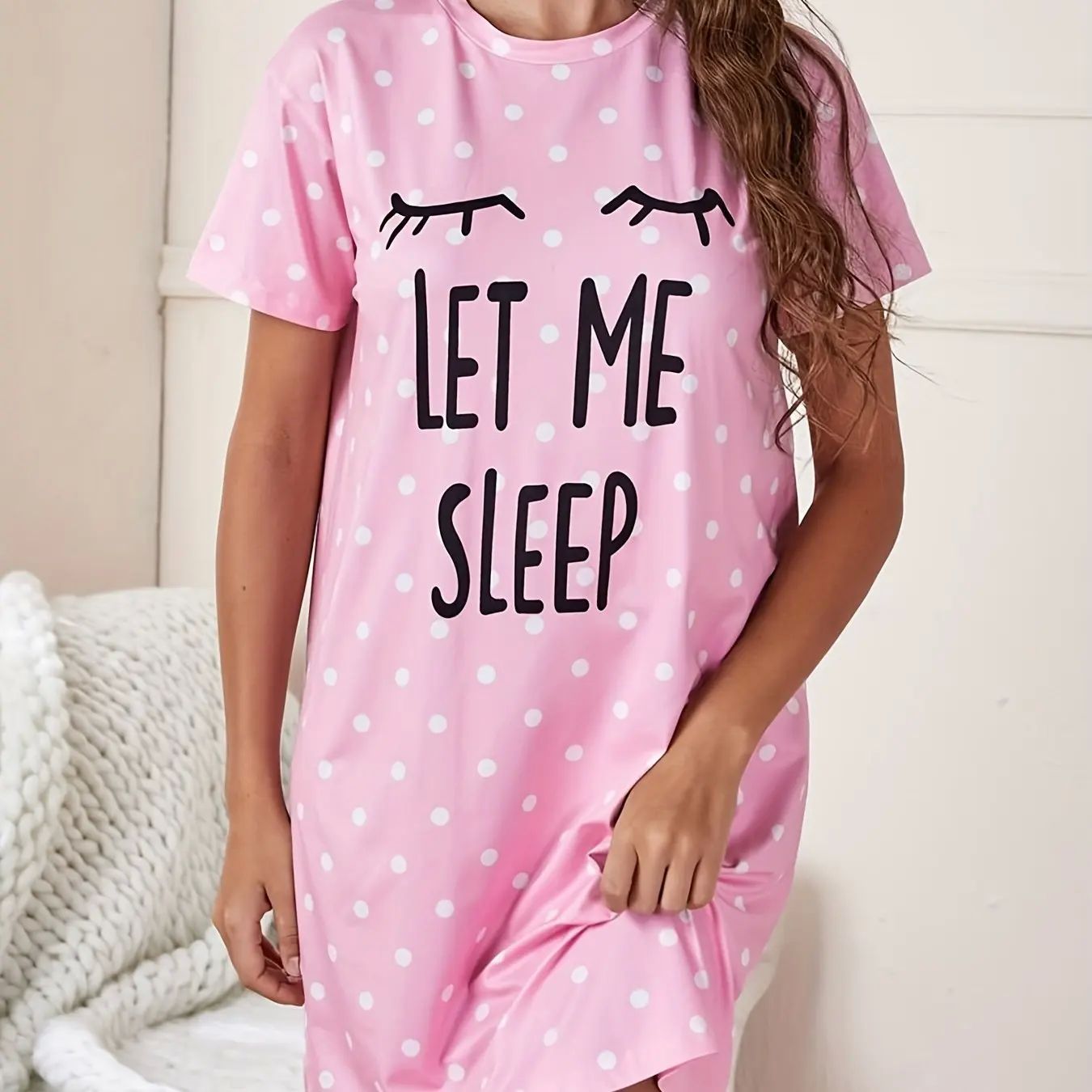 Let Me Sleep Printed Plus Size Women's Nightgowns Home Ice S