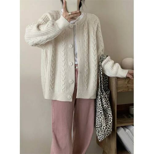 Autumn Twist Cardigan Women Vintage Casual Knitted Cardigan