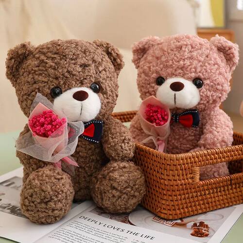 25cm Kawaii Hug Bouquet Teddy Bear Plush Toy Stuffed Super S