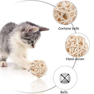 faux feather interactive cat bal bell ball toy Rattan fun