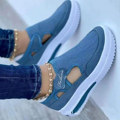 Women Fashion Vulcanized Sneakers Platform Solid Color Flats