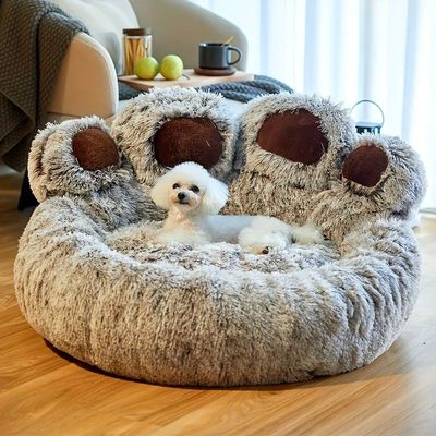 Dog Bed Cat Pet Sofa Cute Bear Paw Shape Comfortable Cozy Pe