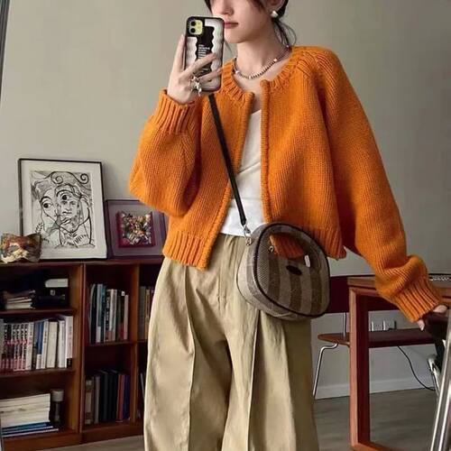 Korean Women Knitted Sweater Autumn Winter Chic Loose Long S