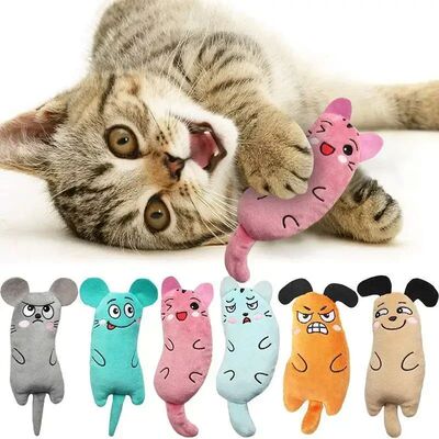 Cute Cat Toys Funny Interactive Plush Cat Toy Mini Teeth Gri