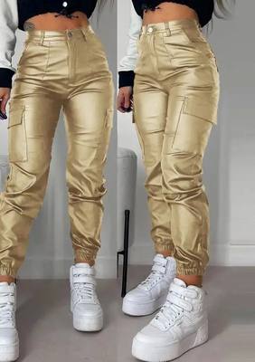 Women's Pants 2023 Summer Fashion Pocket Design Pu Leather C