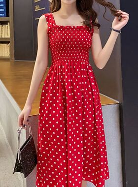 robe femme Summer Polka Dot Womens Dresses Elegant Square Ne