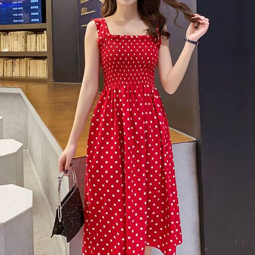 robe femme Summer Polka Dot Womens Dresses Elegant Square Ne
