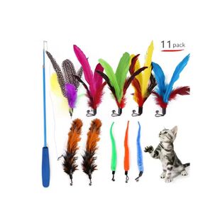 11pcs Replacement Cat Feather Toy Set Feather Replacement He