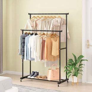 Double-Rod Clothes Rack Clothes Rack With Hooks Hanging Clot