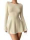 Ribbed Swing Solid Dress Silh Knit Line Sweater Color with