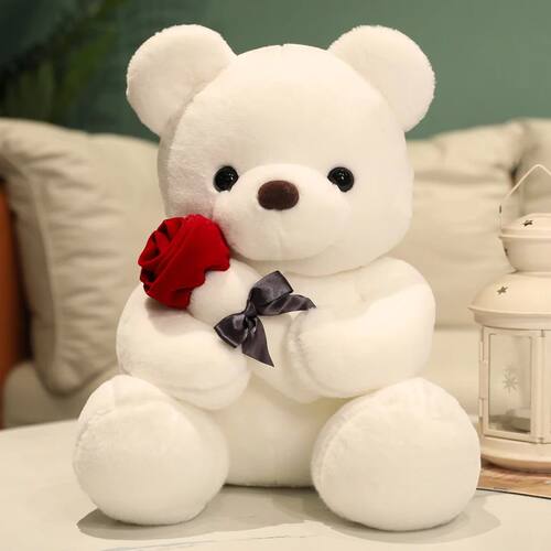 Kawaii Teddy Bear with Roses Plush Toy Soft Bear Stuffed Dol
